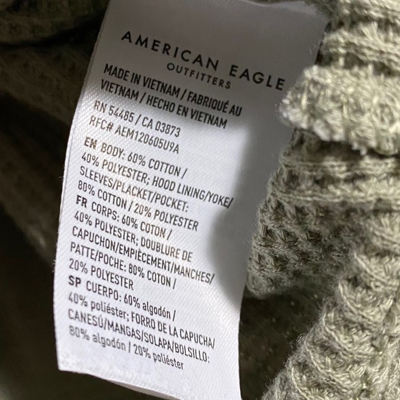 American Eagle Outfitters Olive Waffle Knit oversized Hoodie Shacket XS S - Picture 6 of 7